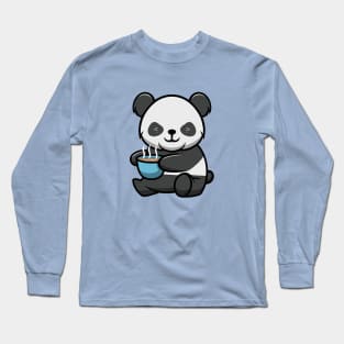 Cute Panda with hot chocolate in valentine day Long Sleeve T-Shirt